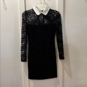 Black Lacey Short Collared Dress Costume Goth Dressy Wednesday Adam’s Family